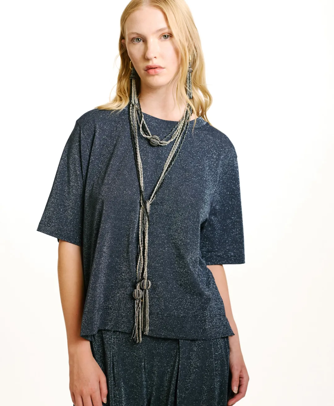Clearance TSHIRT IORA EN JERSEY LUREX - Femme Tops Et T-Shirts