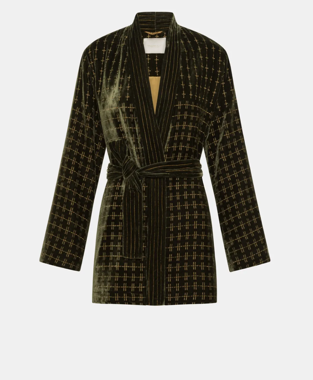 Online VESTE EUGENIE EN VELOURS MÉLANGE DE SOIE BRODÉ - VERT MATCHA Femme Vestes