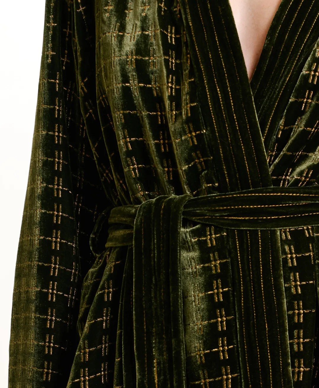 Online VESTE EUGENIE EN VELOURS MÉLANGE DE SOIE BRODÉ - VERT MATCHA Femme Vestes