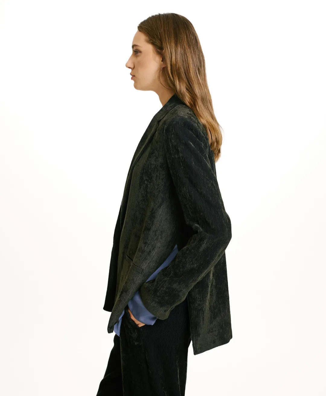 VESTE HINATA EN VELOURS STRETCH BICOLORE - GRIS CHARBON Femme Vestes