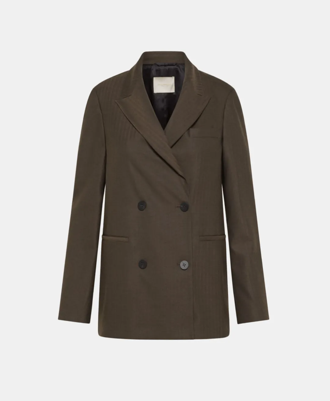 New VESTE ROSEMARY EN CHEVRON VISCOSE LAINE STRETCH - BRUN FONCÉ Femme Vestes