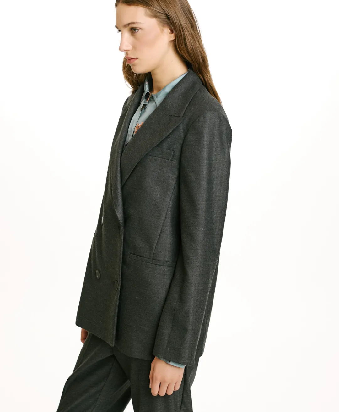 Online VESTE ROSEMARY EN CHEVRON VISCOSE LAINE STRETCH - GRIS CHARBON Femme Costumes