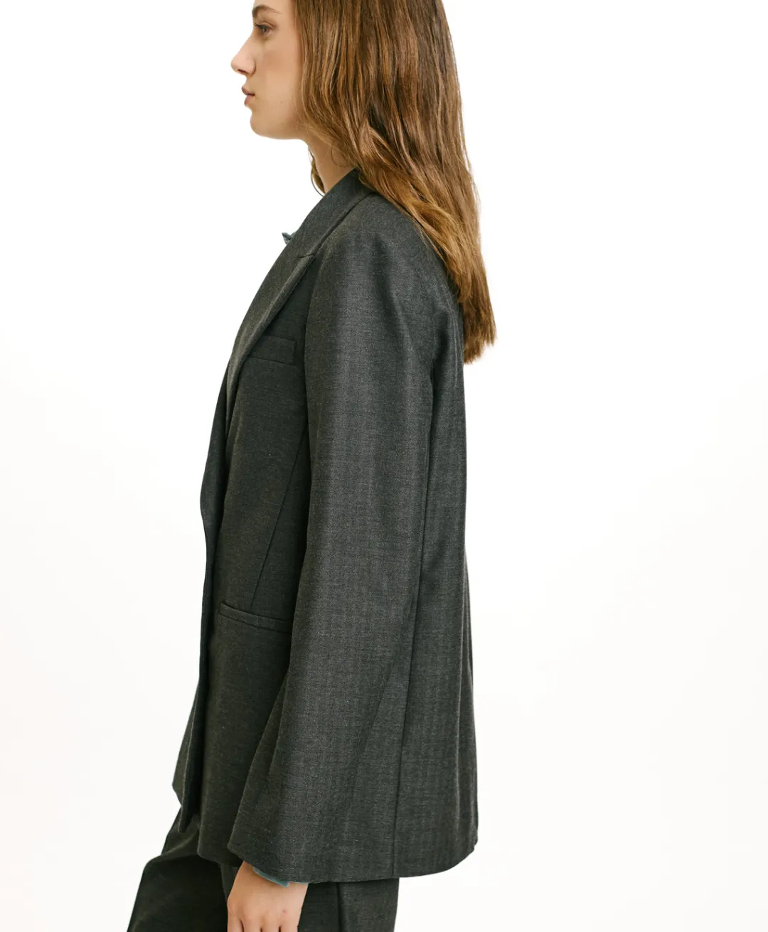 Online VESTE ROSEMARY EN CHEVRON VISCOSE LAINE STRETCH - GRIS CHARBON Femme Costumes