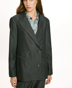 Online VESTE ROSEMARY EN CHEVRON VISCOSE LAINE STRETCH - GRIS CHARBON Femme Costumes