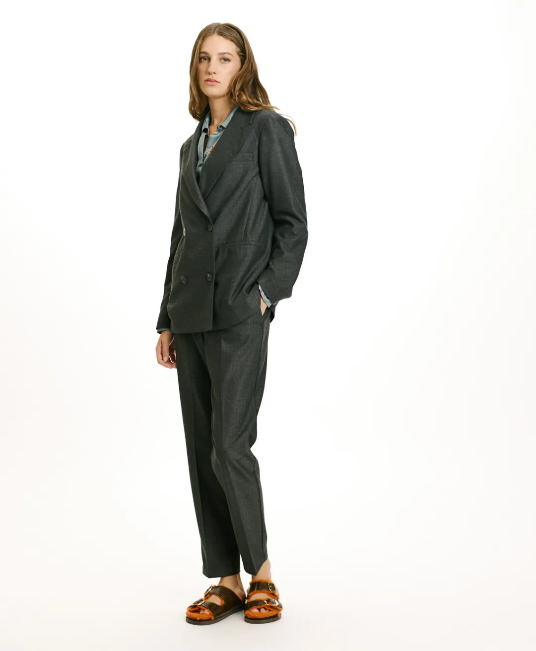 Online VESTE ROSEMARY EN CHEVRON VISCOSE LAINE STRETCH - GRIS CHARBON Femme Costumes